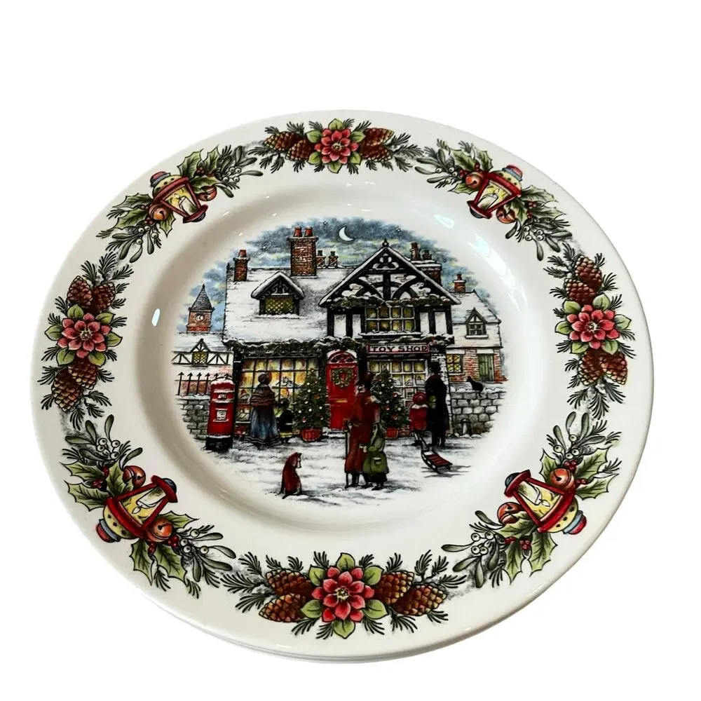Royal Stafford TOY SHOP Dinner Plate 11in Set of 4 Christmas Holiday New